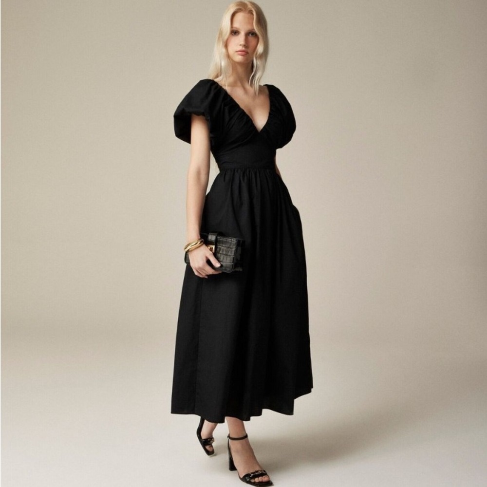 J. Crew | NWT | Collection Cecily dress cotton poplin black Sz 0, 4, 6, 12, 16